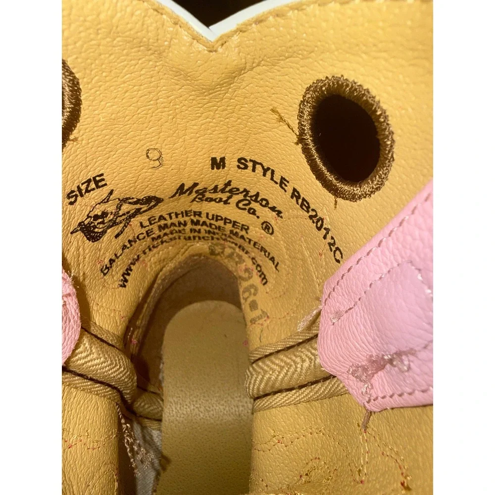 Masterson Boot Co Pink Brown Western Cowboy Boots Square Toe RB2012C Size 9M